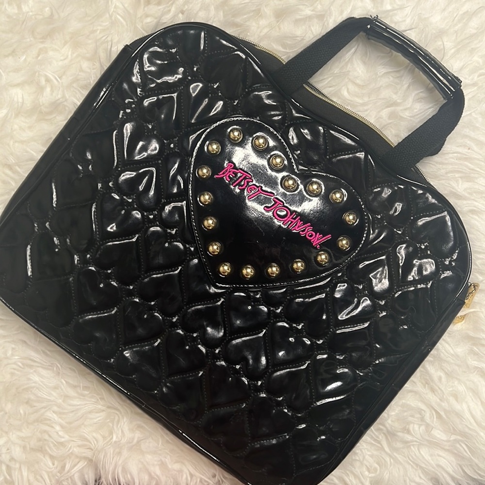 Betsey Johnson Black Heart Laptop Briefcase